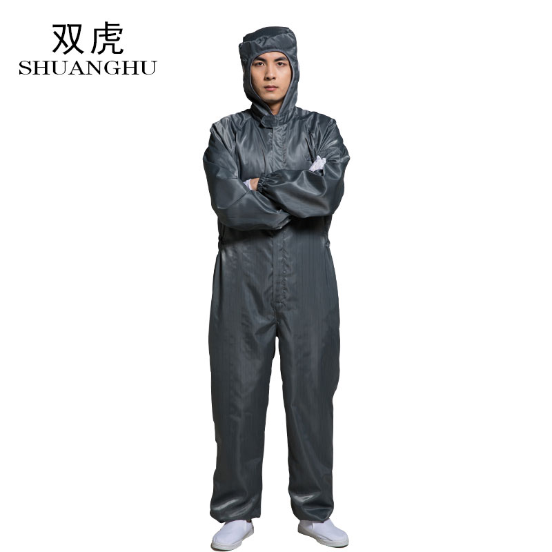 Antistatic hooded clean suit